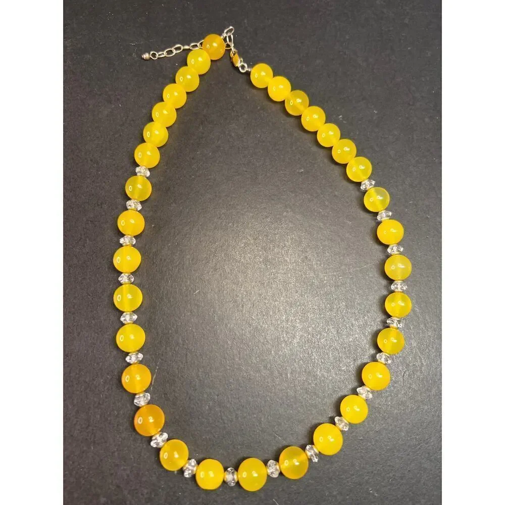 NEW Yellow chalcedony and quartz Sterling silver necklace